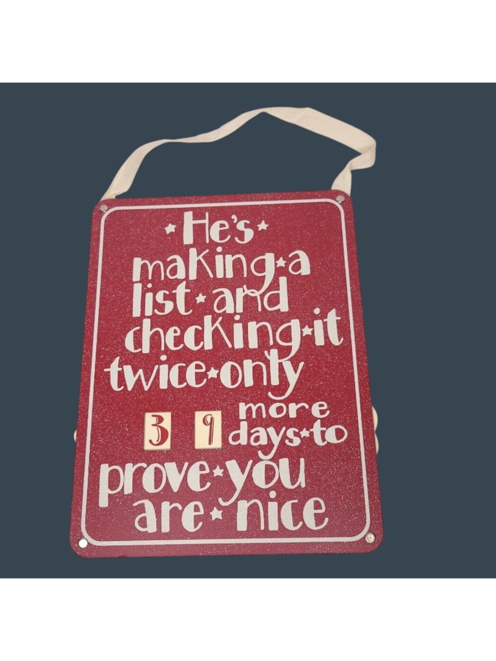Count Down Christmas Advent Calendar Hanging 11" X 14" Wood Prove You Are Nice